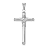 14K White Gold w/Center Wrap Tube Cross Pendant