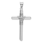 14K White Gold w/Center Wrap Tube Cross Pendant