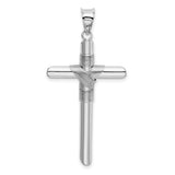 14K White Gold w/Center Wrap Tube Cross Pendant