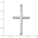14k White Gold Polished Tube Cross Pendant