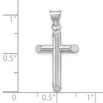 14k White Gold Polished Tube Cross Pendant