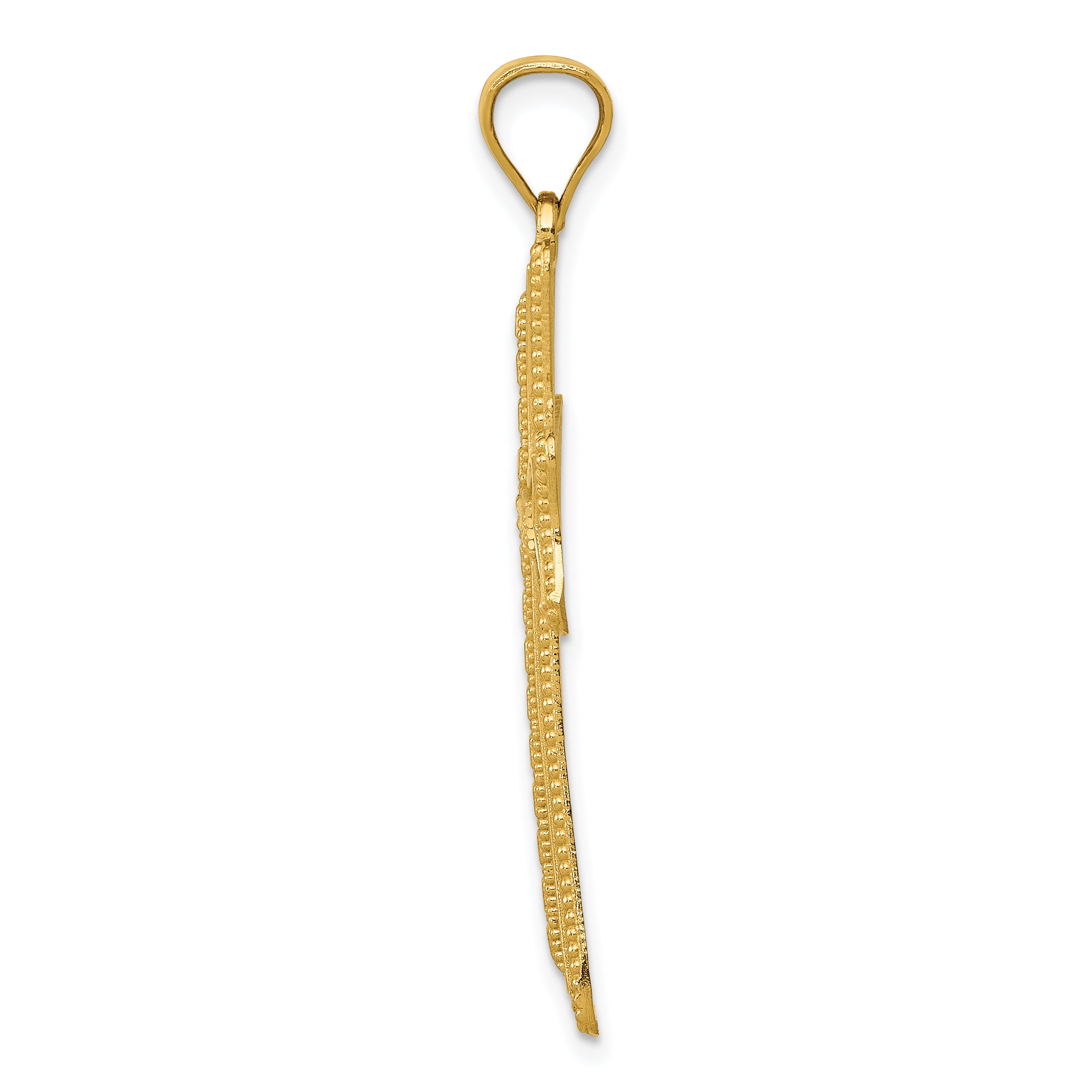 14k Diamond-cut Cross Pendant