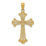 14k Diamond-cut Polished Filigree Hearts Cross Pendant