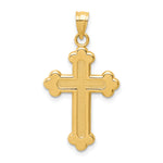 14K Satin and Polished Budded Cross Pendant