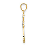 14k w/Rhodium Diamond-cut Filigree Cross Pendant