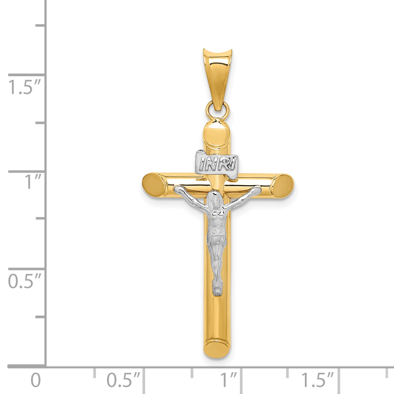 14k Two-Tone Polished Crucifix Pendant