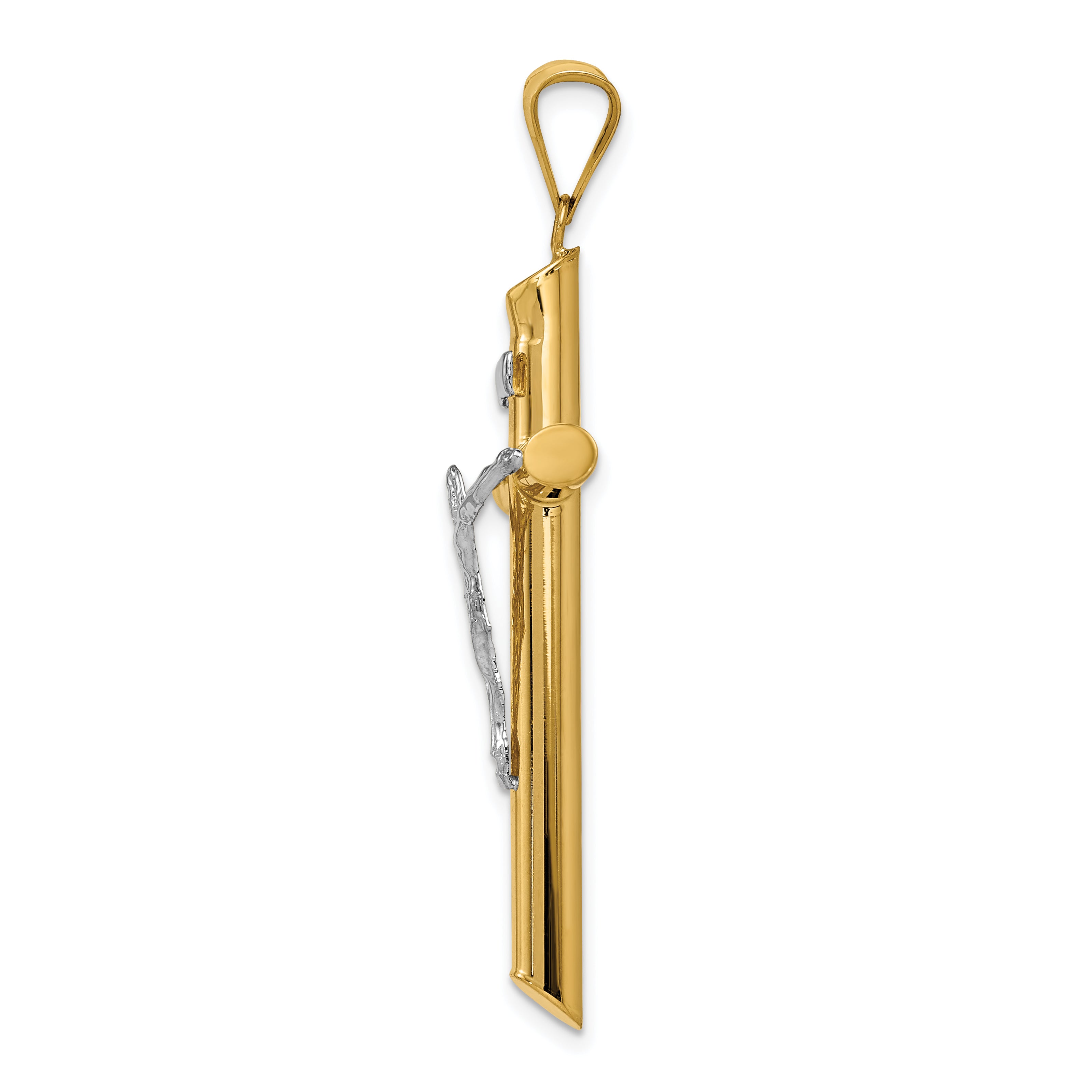 14k Two-Tone Polished Crucifix Pendant