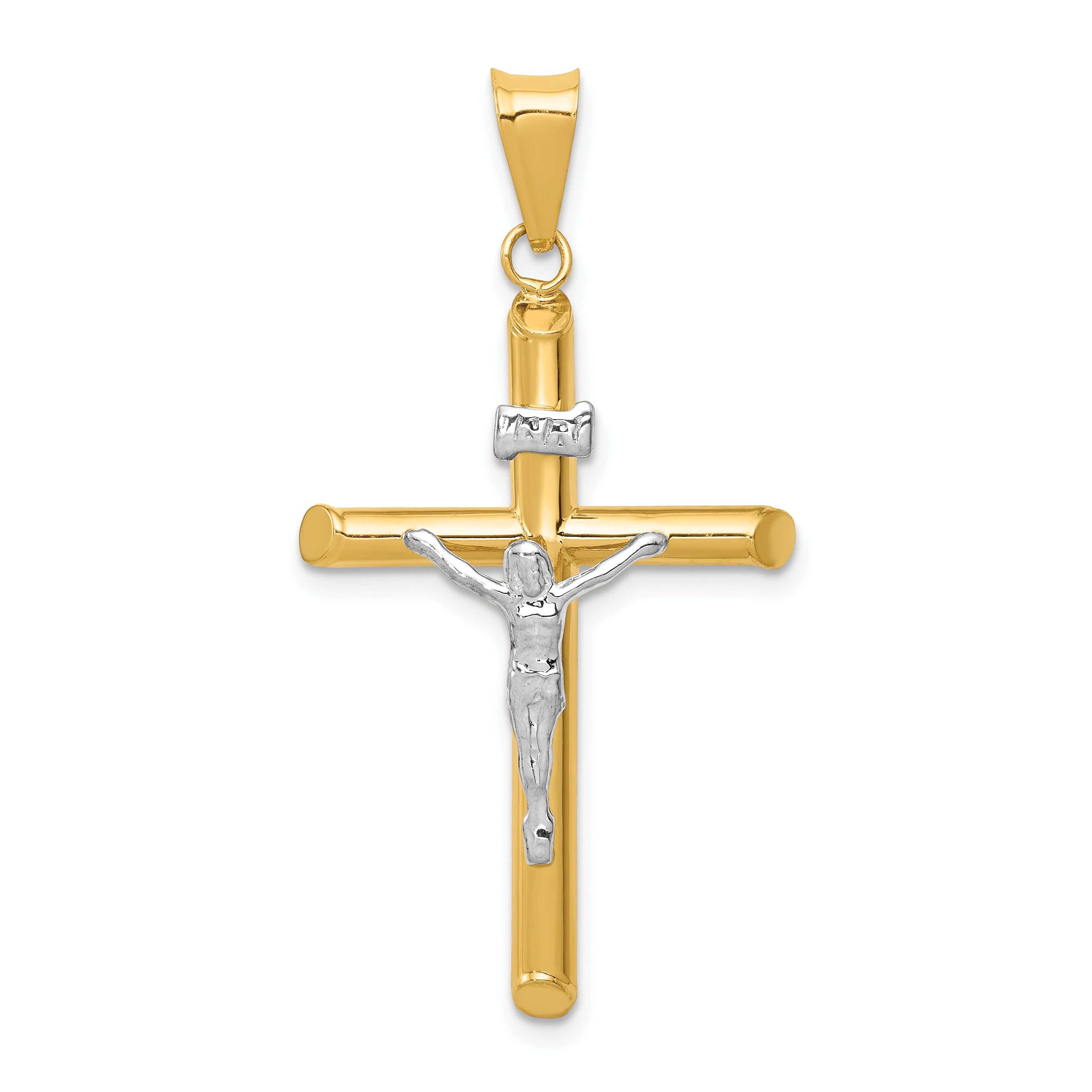 14k Two-Tone Polished Jesus Crucifix Pendant