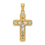 14k Two-tone Polished Crucifix Pendant
