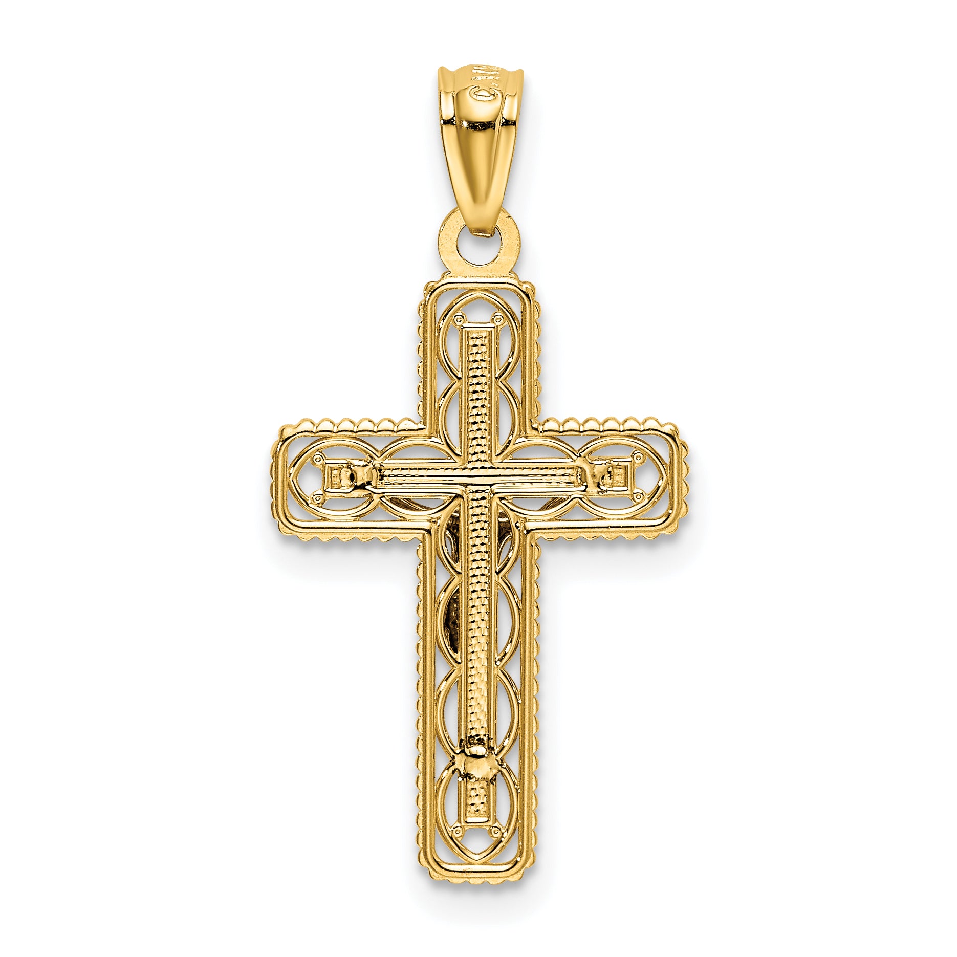 14k Two-tone Polished Crucifix Pendant