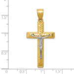 14k Two-tone Diamond Cut Crucifix Pendant