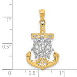 14k w/Rhodium Polished Mariners Crucifix Pendant