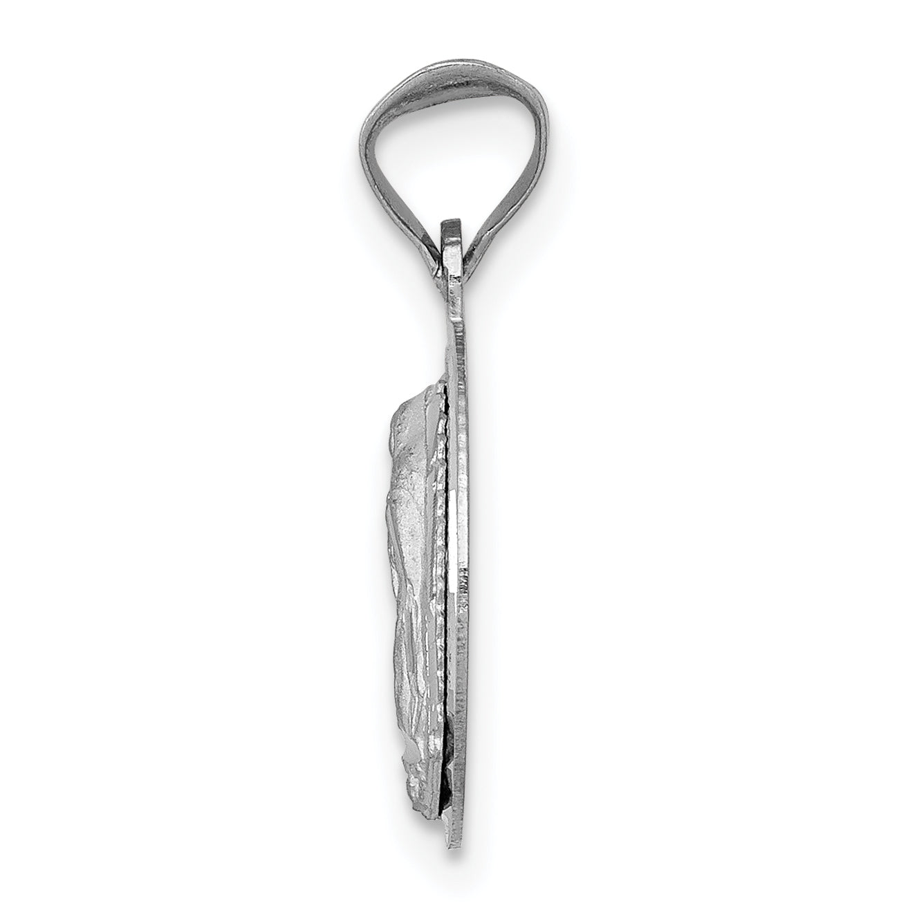 14k White Gold Our Lady of Guadalupe Semi-solid Round Pendant