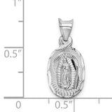 14k White Gold Our Lady of Guadalupe Semi-solid Oval Pendant