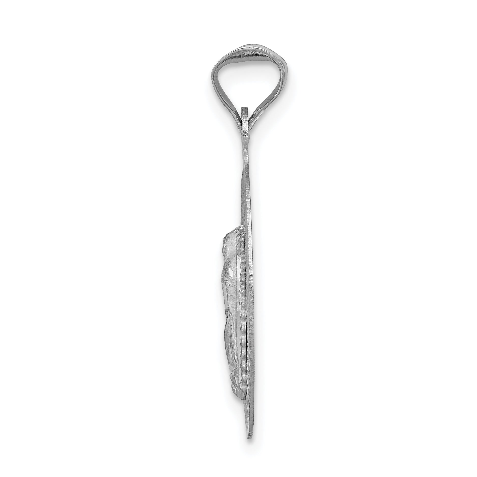 14k White Gold Our Lady of Guadalupe Semi-solid Oval Pendant