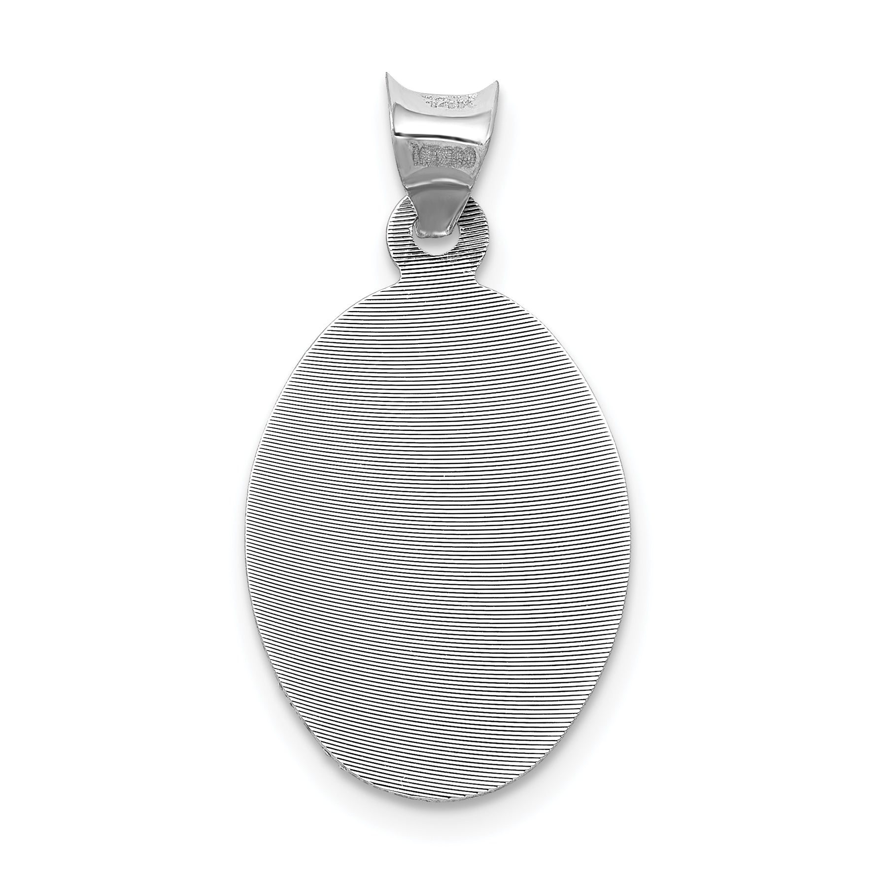 14k White Gold Our Lady of Guadalupe Semi-solid Oval Pendant