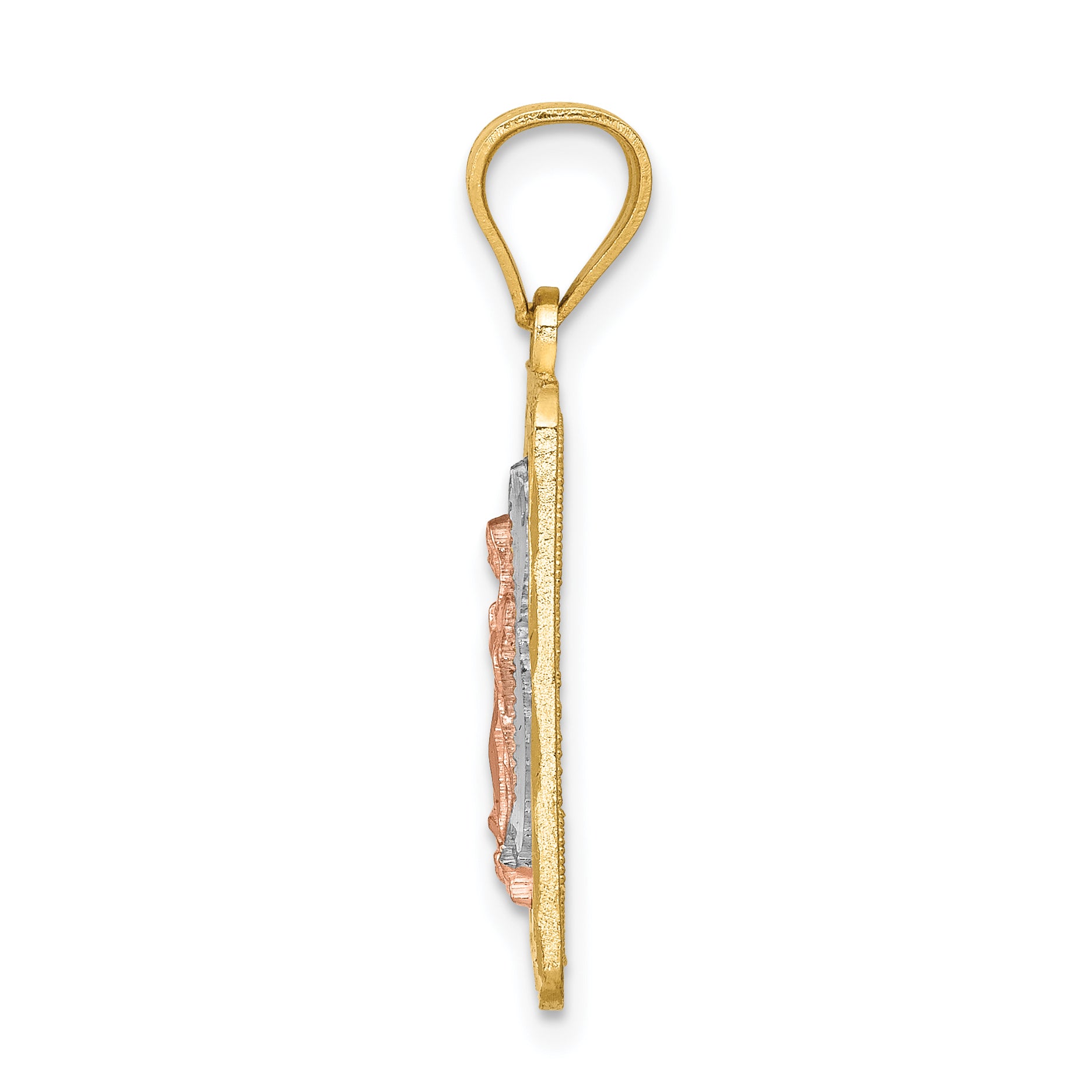 14k Two-tone w/White Rhodium D/C Lady of Guadalupe Pendant