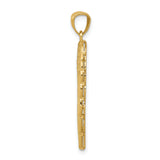14K w/ Rhodium Polished Two Level Angel Wing Pendant