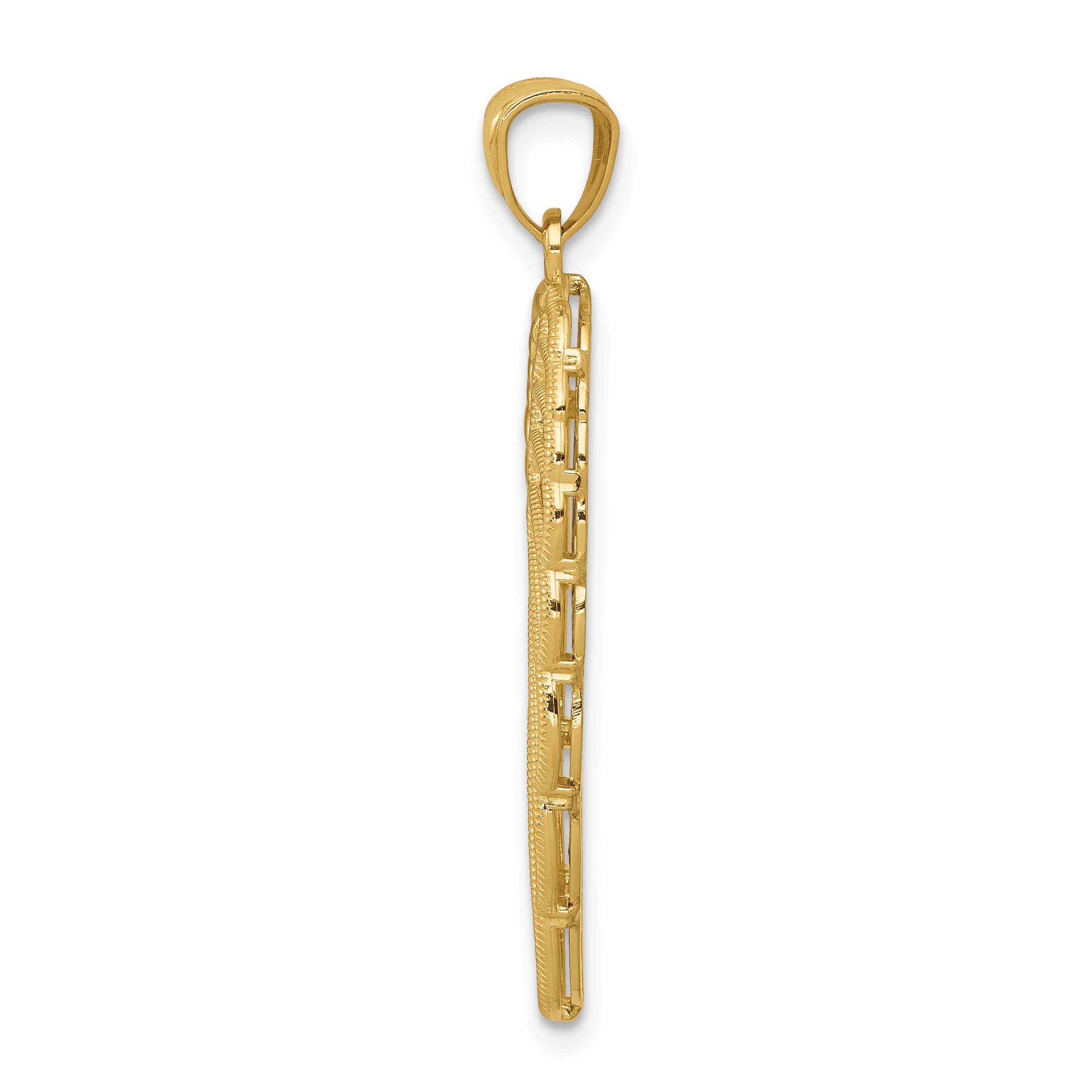 14K w/ Rhodium Polished Two Level Angel Wing Pendant