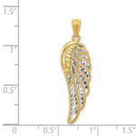 14K w/ Rhodium Polished Two Level Angel Wing Pendant