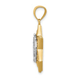 14K Two-Tone Star Of David and Menorah Pendant