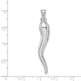 14k White Gold Hollow 3D Italian Horn Pendant