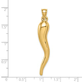 14k Hollow 3D Italian Horn Pendant