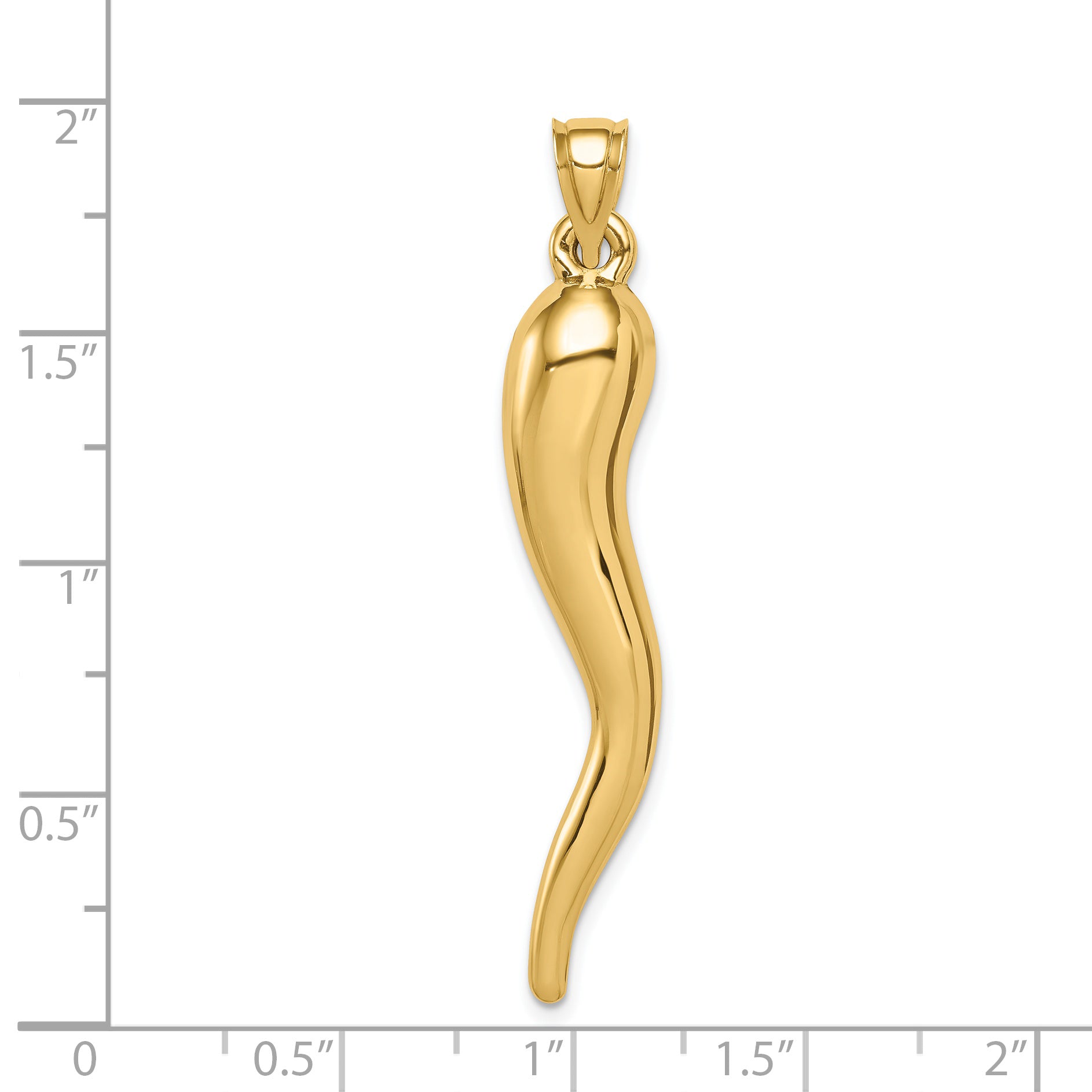 14k Hollow 3D Italian Horn Pendant