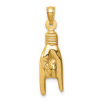 14K 3D Hollow Rock On Sign Charm