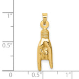 14K 3D Hollow Rock On Sign Charm