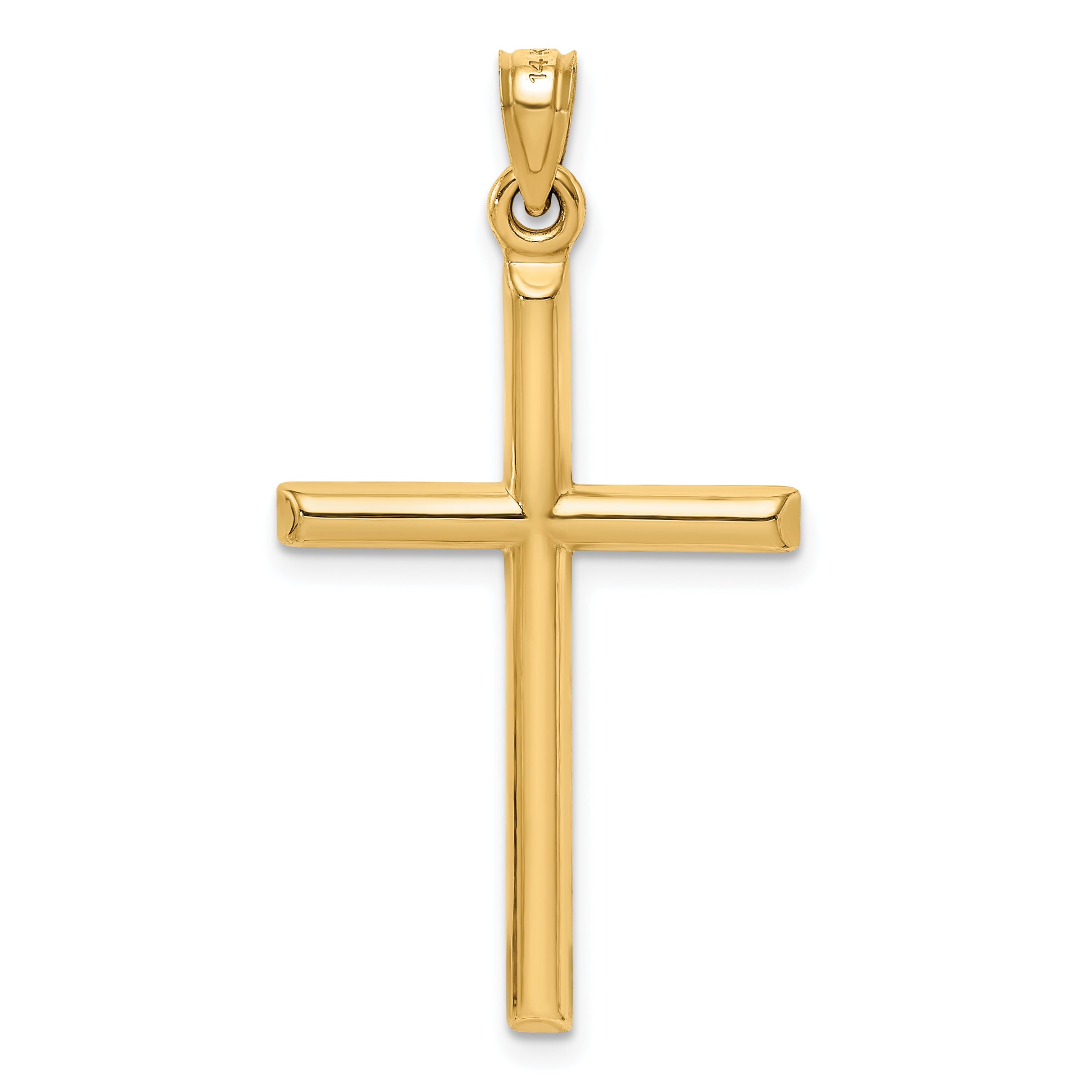 14k Hollow Diamond-cut Cross Pendant
