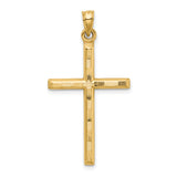 14k Hollow Diamond-cut Cross Pendant