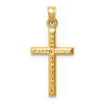 14k Hollow Diamond-cut Cross Pendant