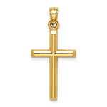 14k Hollow Diamond-cut Cross Pendant