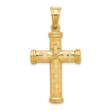 14k Hollow Diamond-cut Cross Pendant