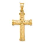 14k Hollow Diamond-cut Cross Pendant