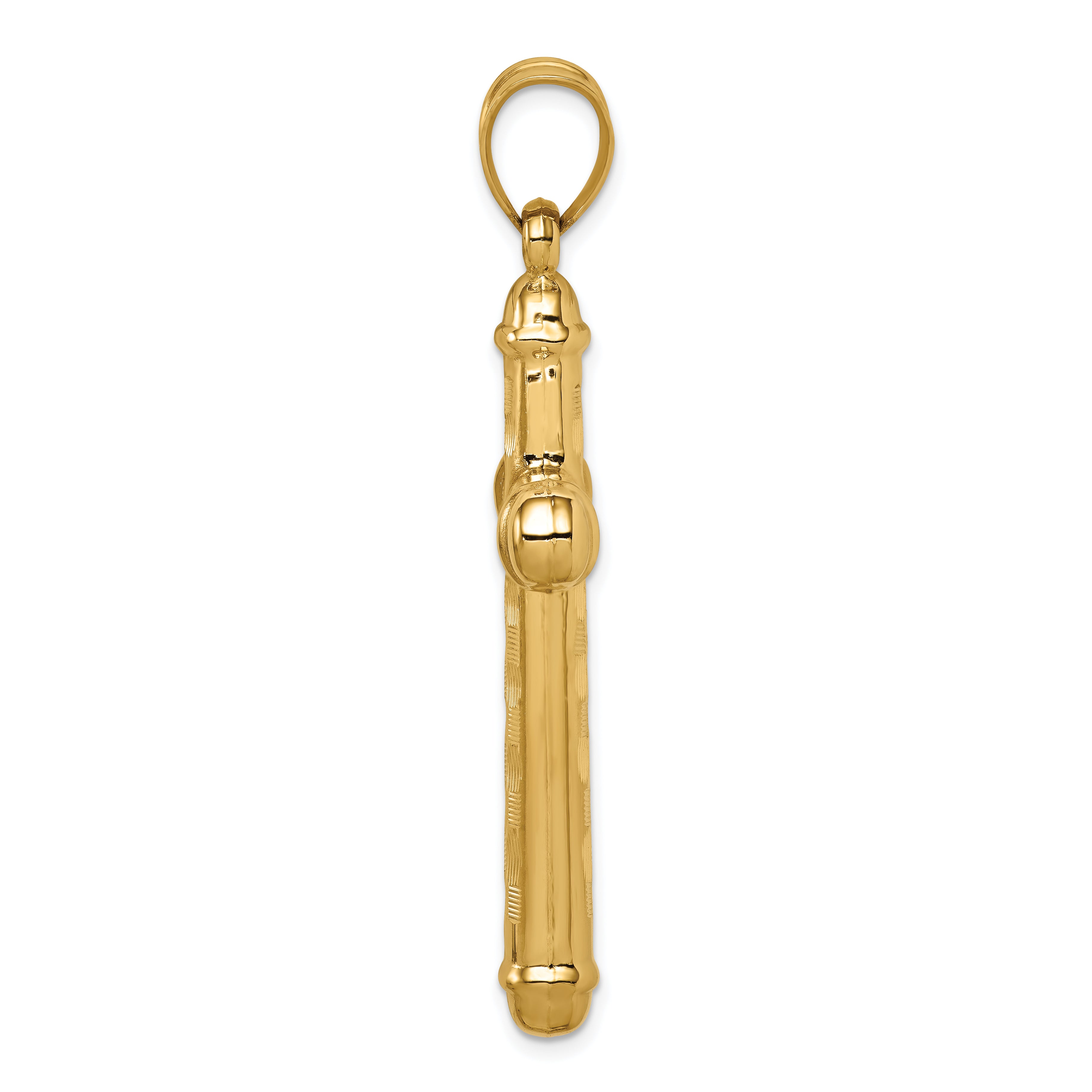 14k Hollow Diamond-cut Cross Pendant