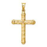 14k Hollow Diamond-cut Cross Pendant