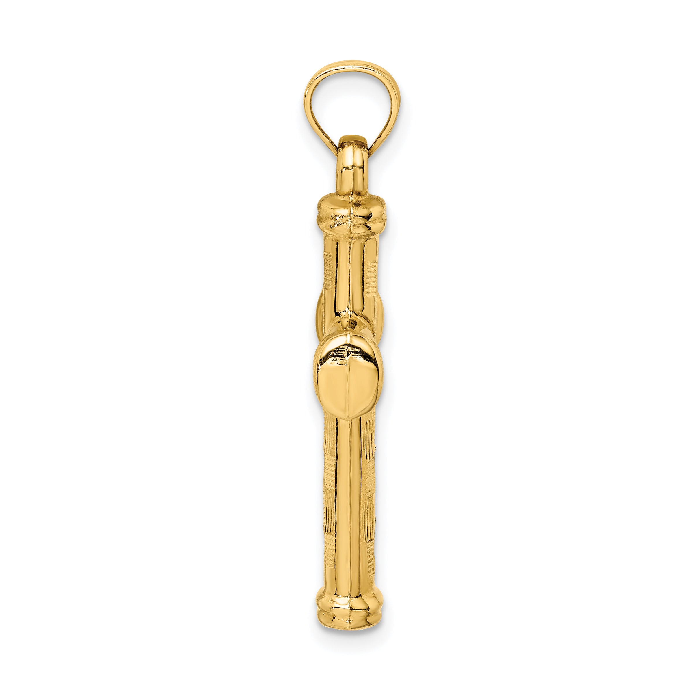 14k Hollow Diamond-cut Cross Pendant