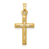 14k Hollow Diamond-cut Cross Pendant