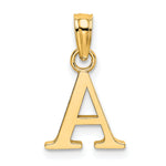 14KY Polished Block Letter A Initial Pendant