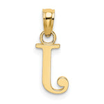 14K Polished Block Letter J Initial Pendant