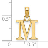 14K Polished Block Letter M Initial Pendant
