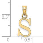 14K Polished Block Letter S Initial Pendant