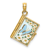 14K 3-D w/ Enamel Ecclesiastes Book w/ Moveable Pages Charm