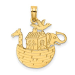 14K Engraved Flat Noahs Ark Charm