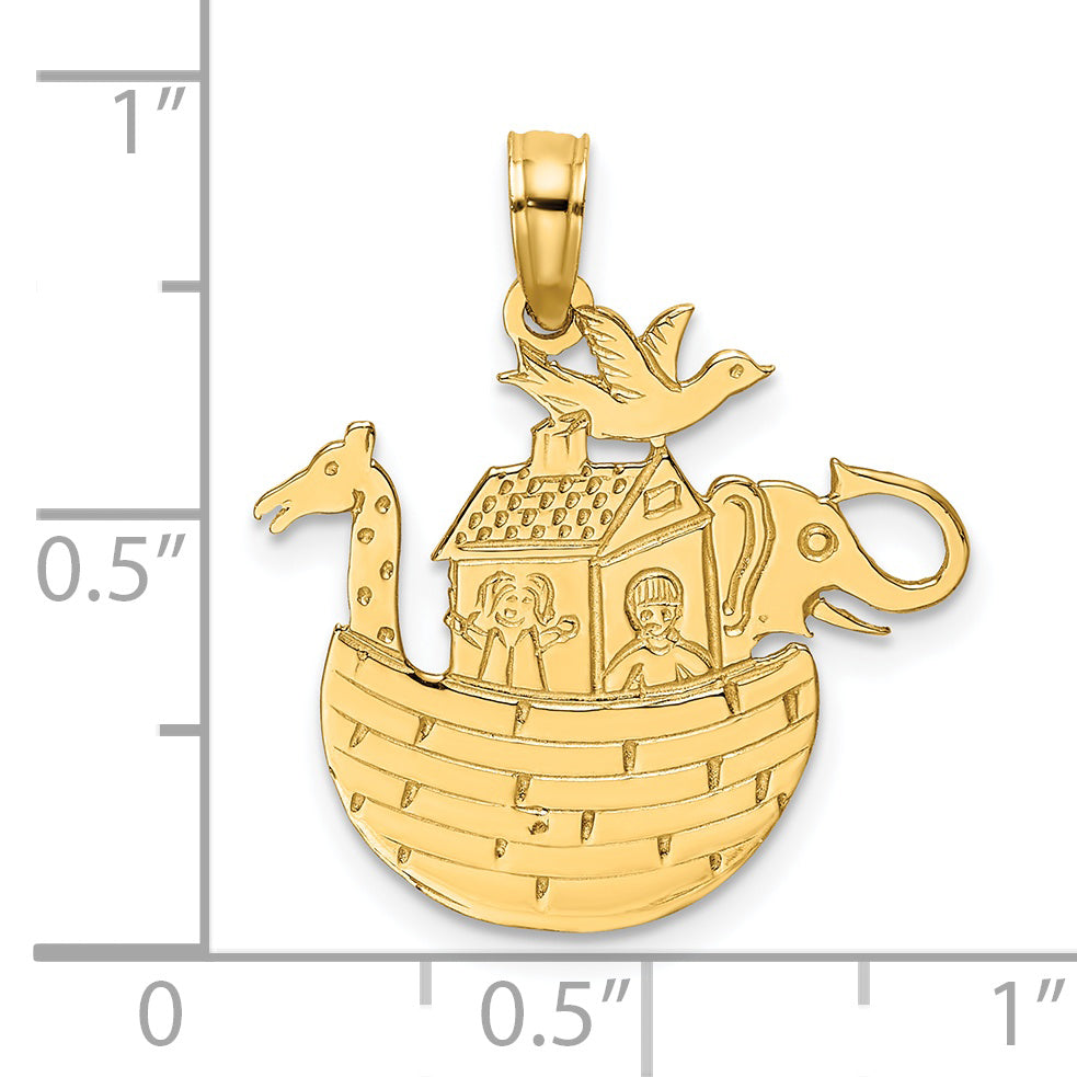 14K Engraved Flat Noahs Ark Charm