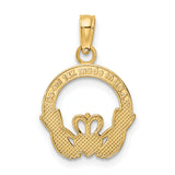 14K Polished Round Claddagh Charm