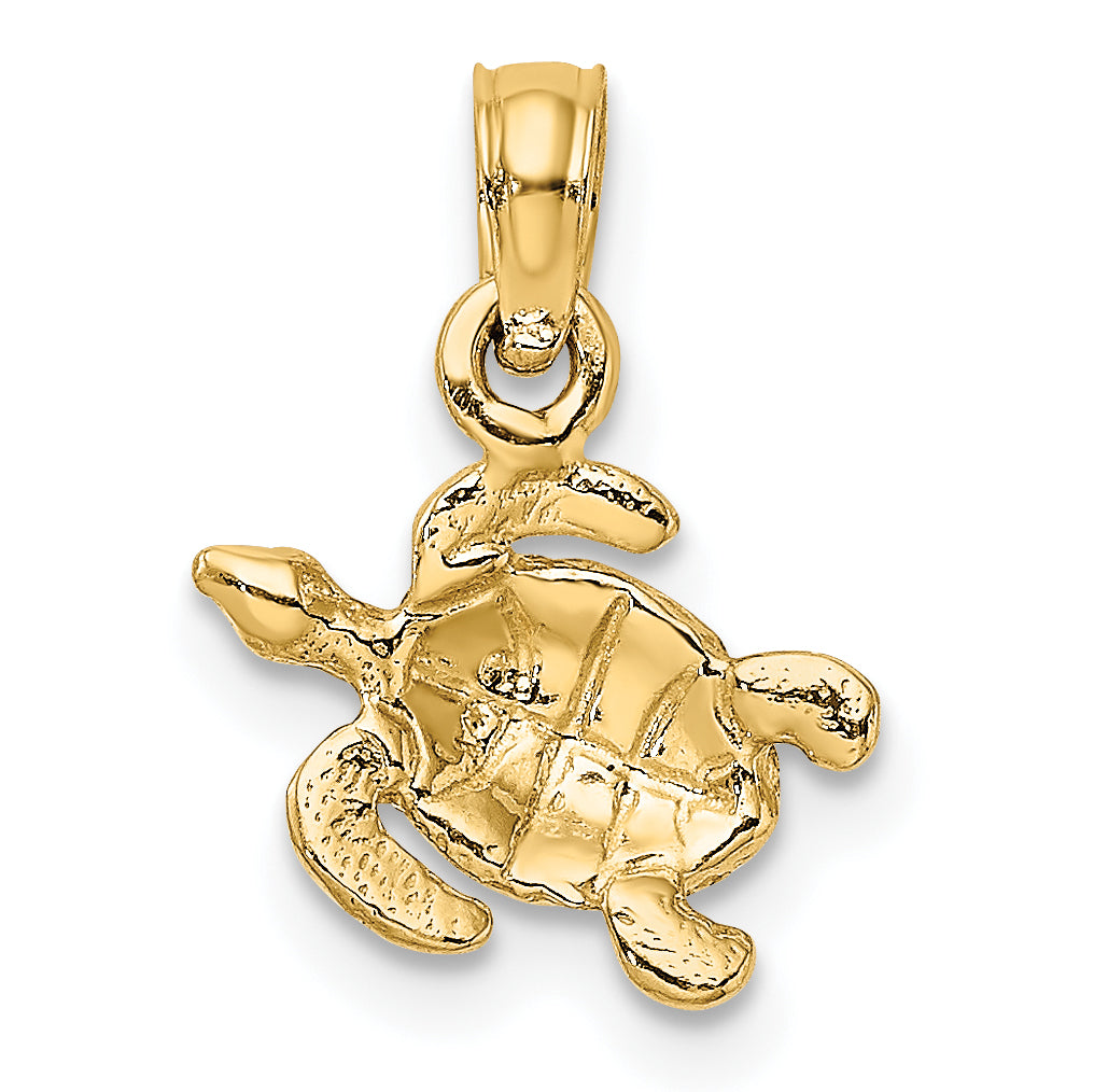 14K Textured Sea Turtle Charm