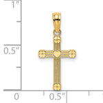 14K Textured w/ Center Heart Small Cross Charm